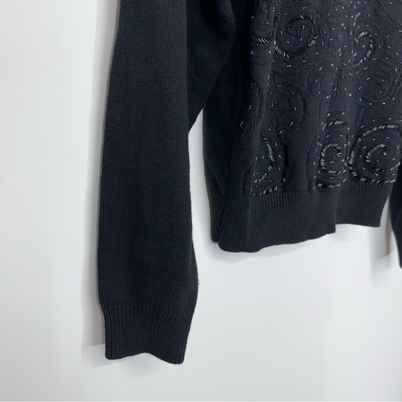 Vintage Liz Claiborne Collection Lambswool Blend Wimsy Iridescent Beaded Sweater - Picture 3 of 16